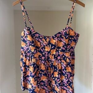 J. Crew Blue and Orange Smocked Camisole